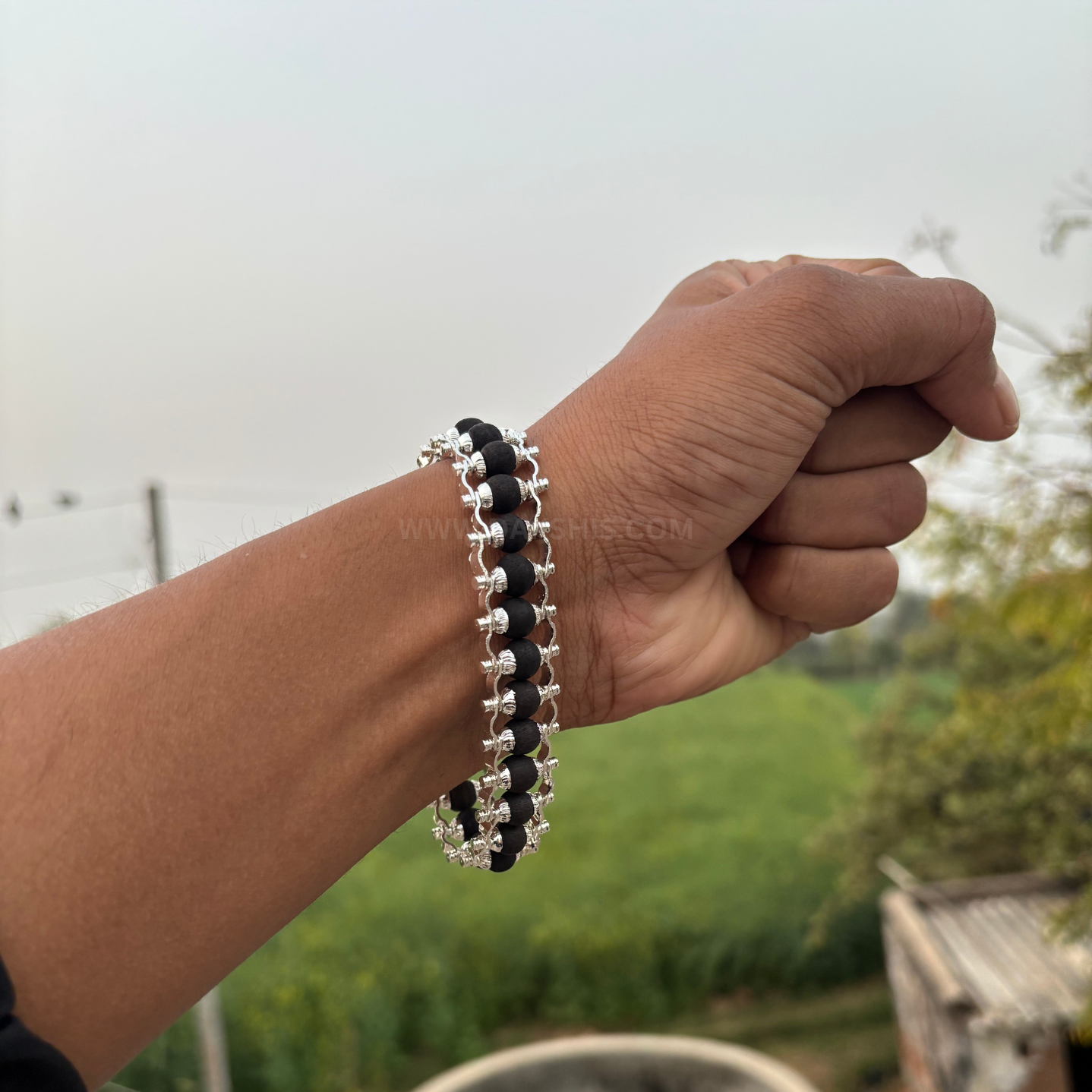 Silver Plated Karungali Bracelet - Shrawan Sale Live