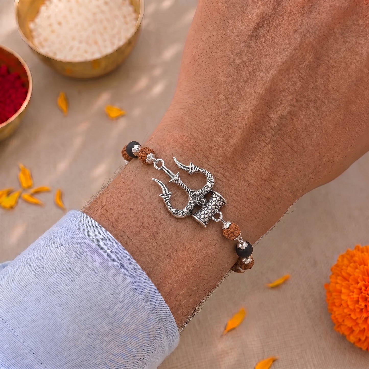 Trishool Karungali Rudraksha Rakhi - 1 Rakhi