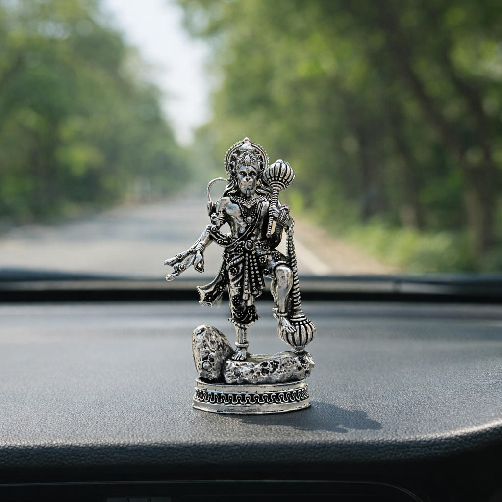 Raksha Kavach Hanuman Murti - Silver Plated
