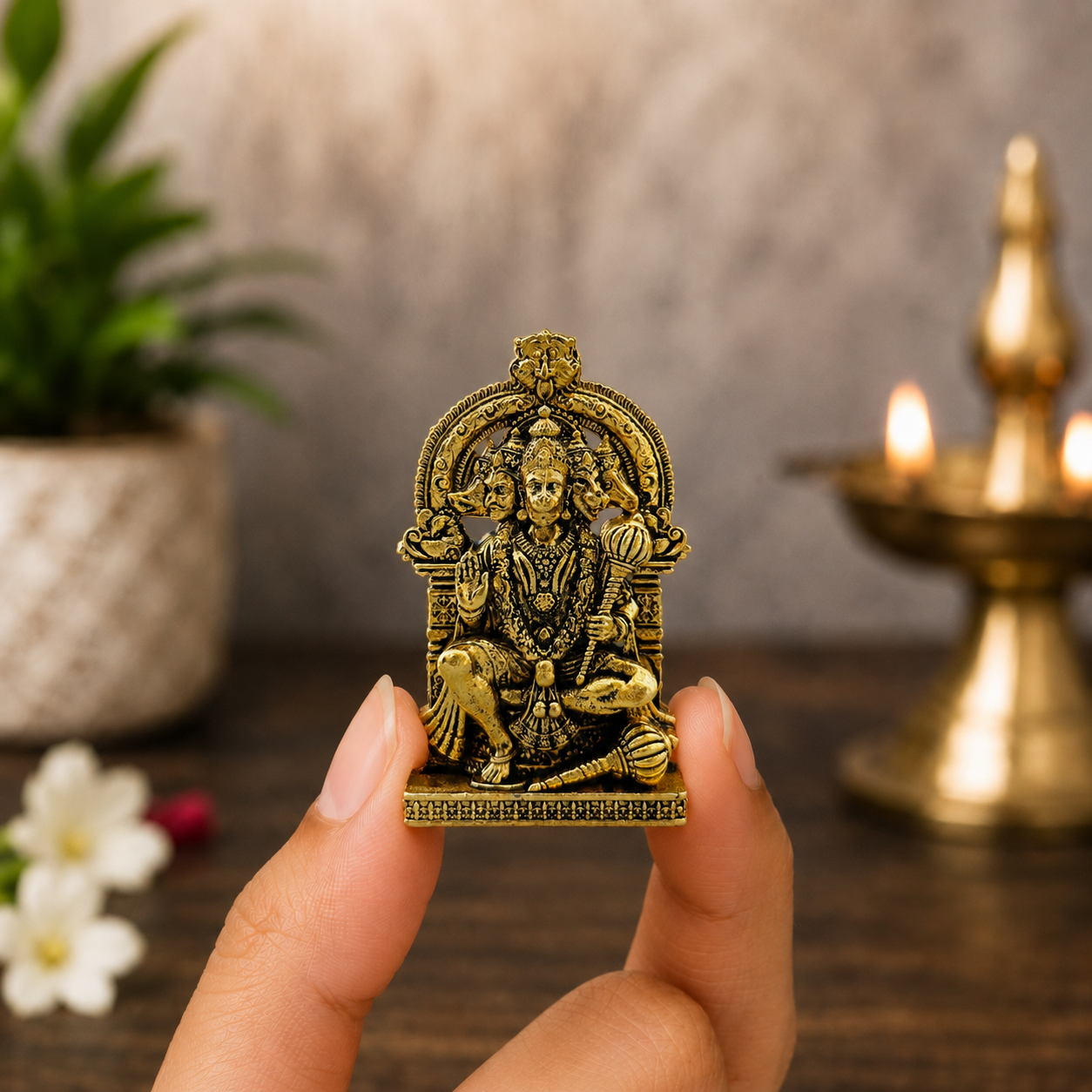 Divine Panchmukhi Bajrangbali Murti - Gold Plated