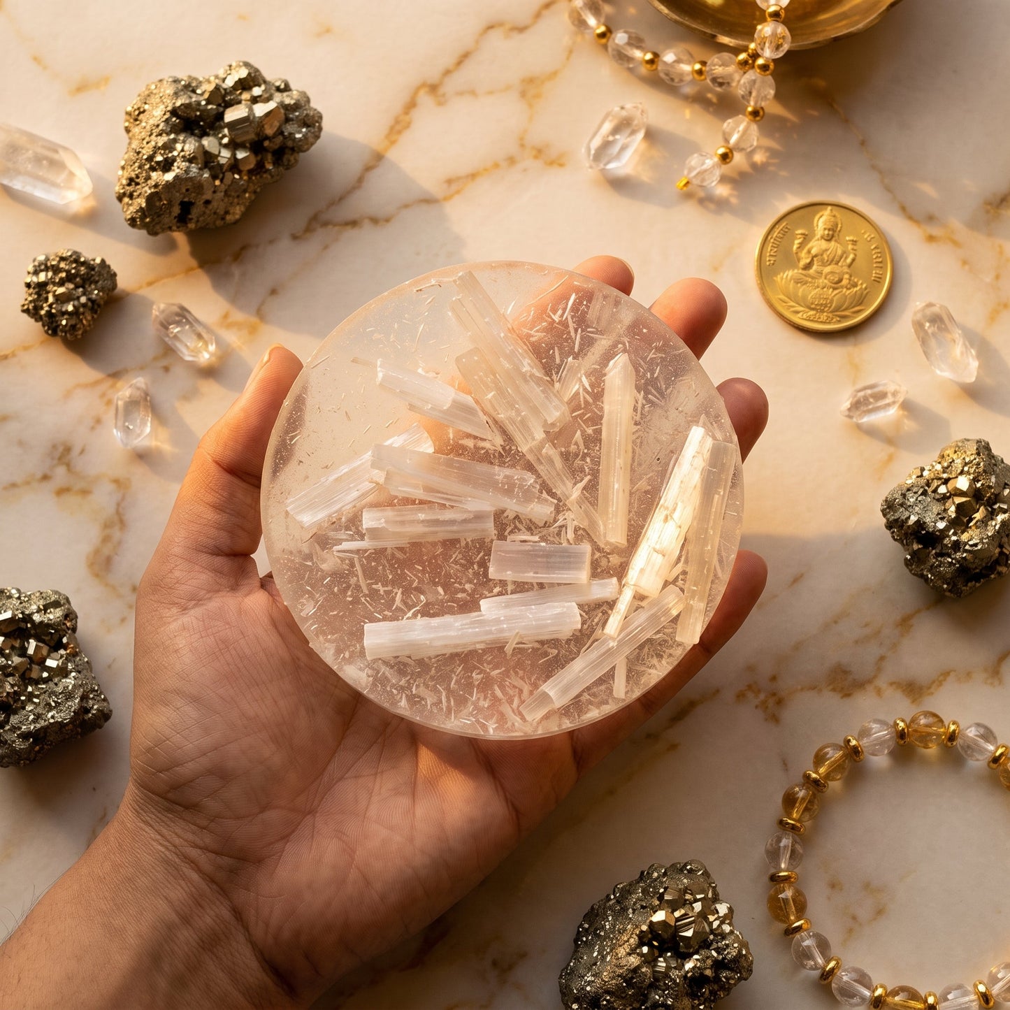 Raw Selenite Plate – Crystal Charging & Energy Cleansing Plate