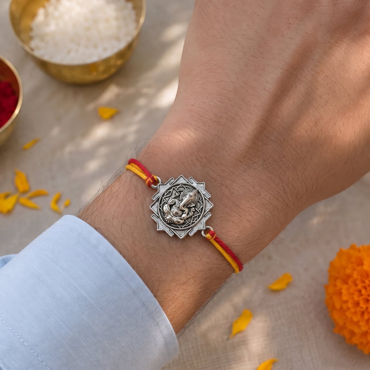 Ganpati Bappa Rakhi - Silver Plated