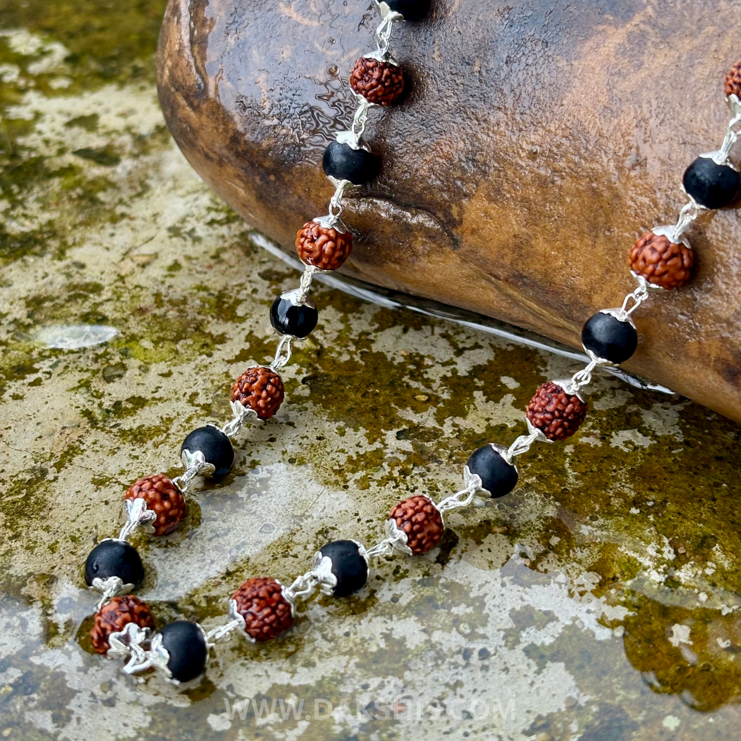 Silver Plated Rudraksha Karungali Mala (ADD)
