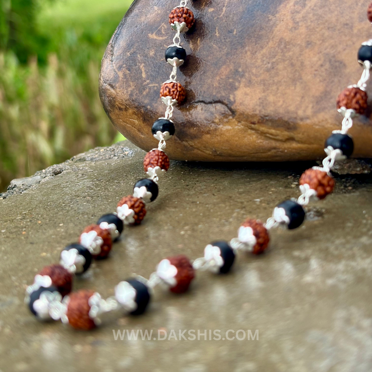 Silver Plated Rudraksha Karungali Mala (ADD)