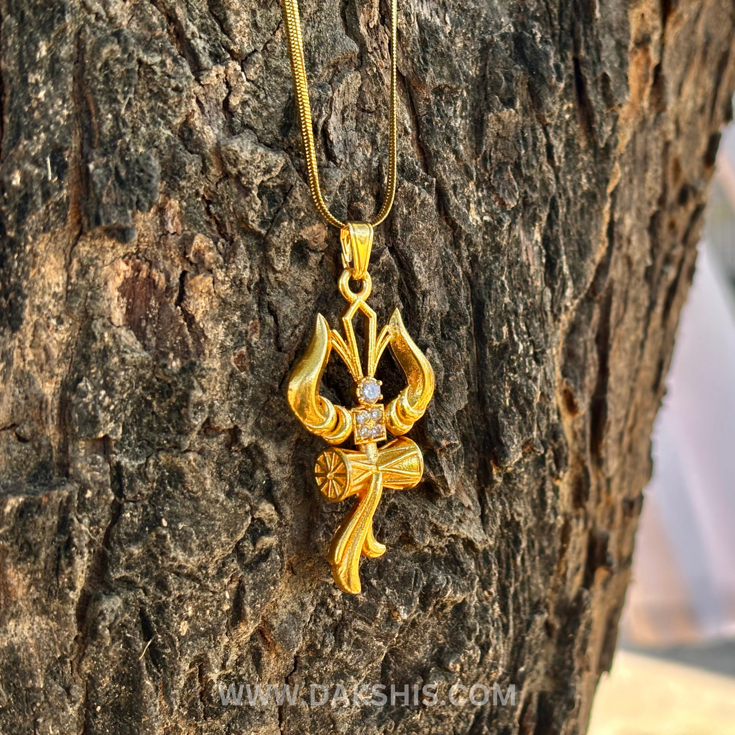 Trishul Om and Damru pendant with chain