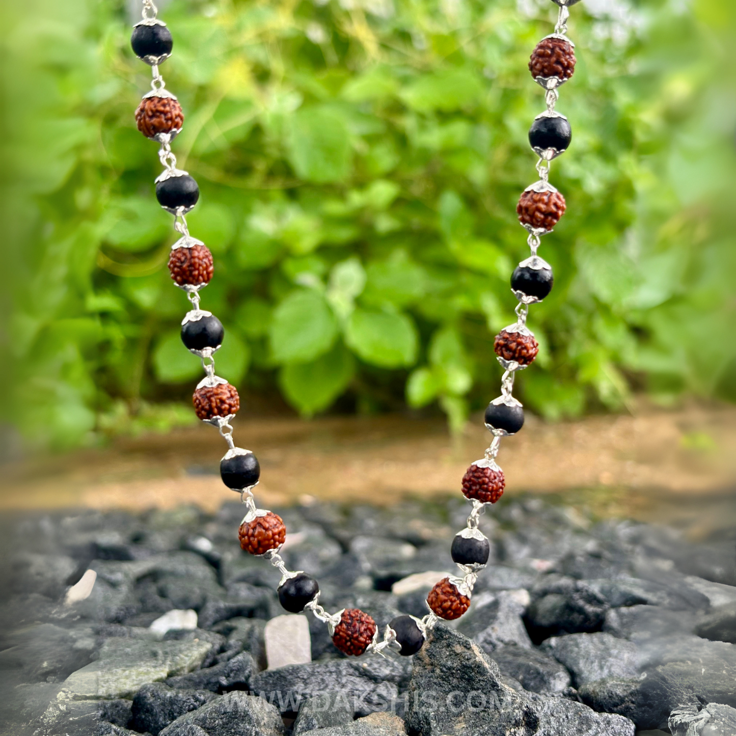 Silver Plated Rudraksha Karungali Mala (ADD)