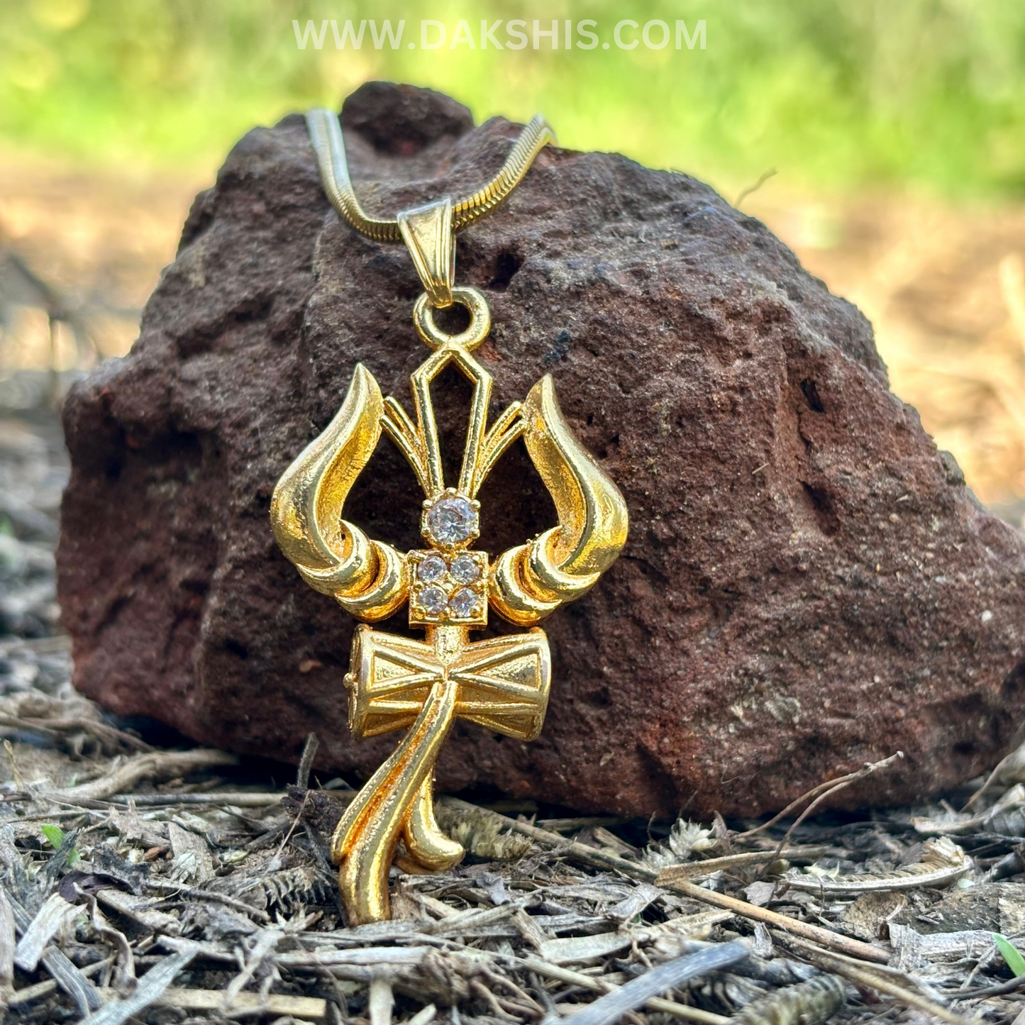 Trishul Om and Damru pendant with chain
