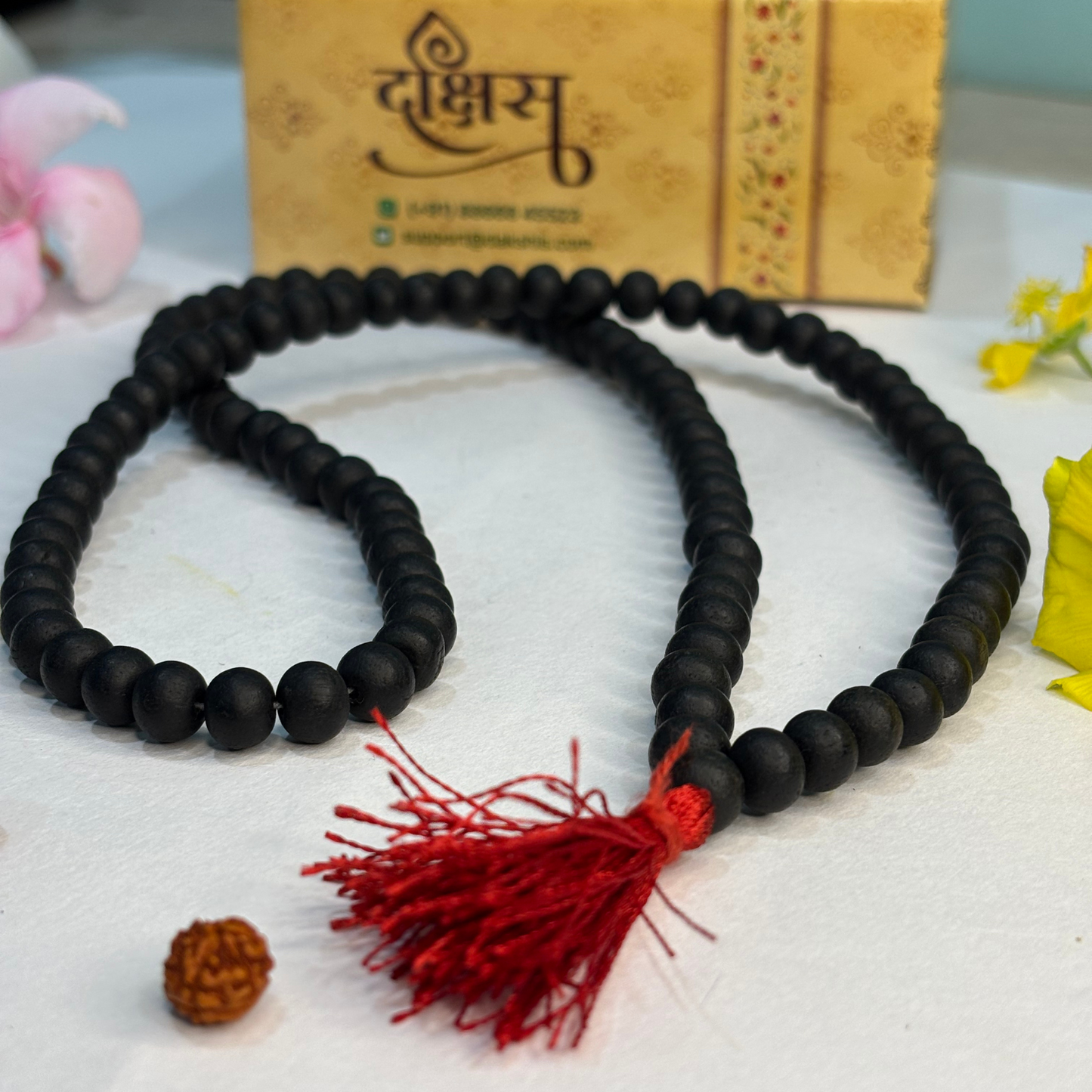 Original Karungali Malai 108 Beads Ebony Wood - Certified ( Free Murugan Locket )