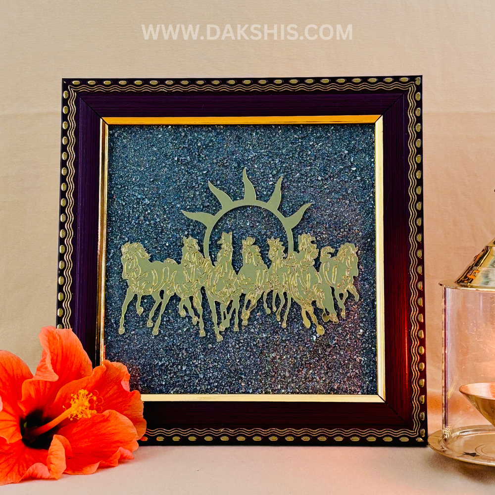 7 Horses on Raw Pyrite Frame
