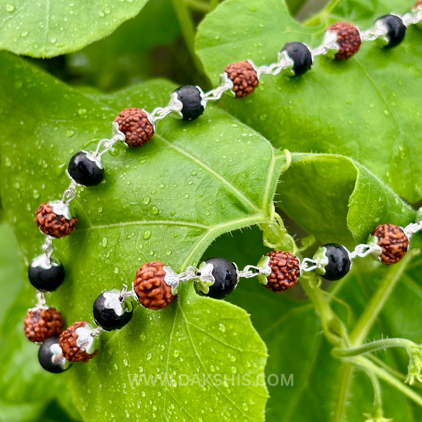 Silver Plated Rudraksha Karungali Mala (ADD)