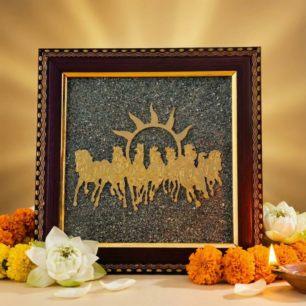 7 Horses on Raw Pyrite Frame