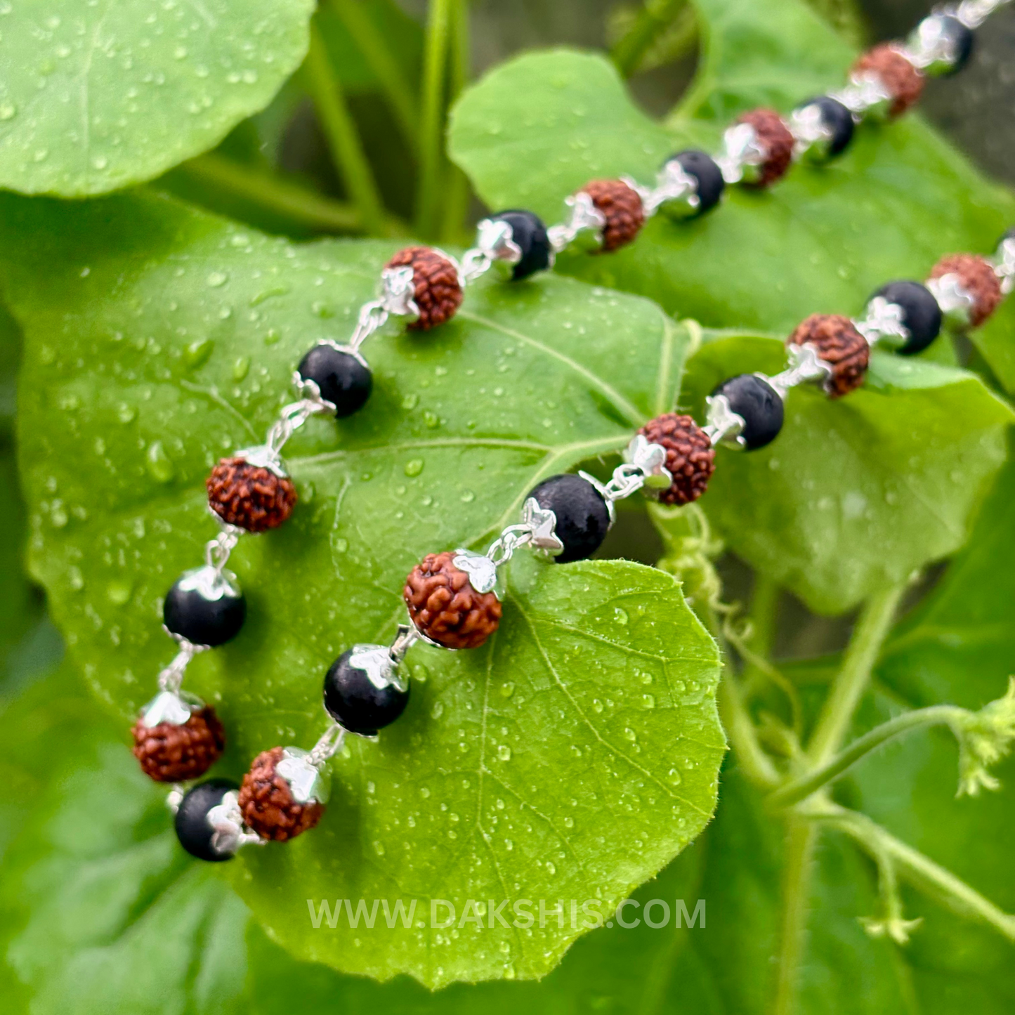 Silver Plated Rudraksha Karungali Mala (ADD)