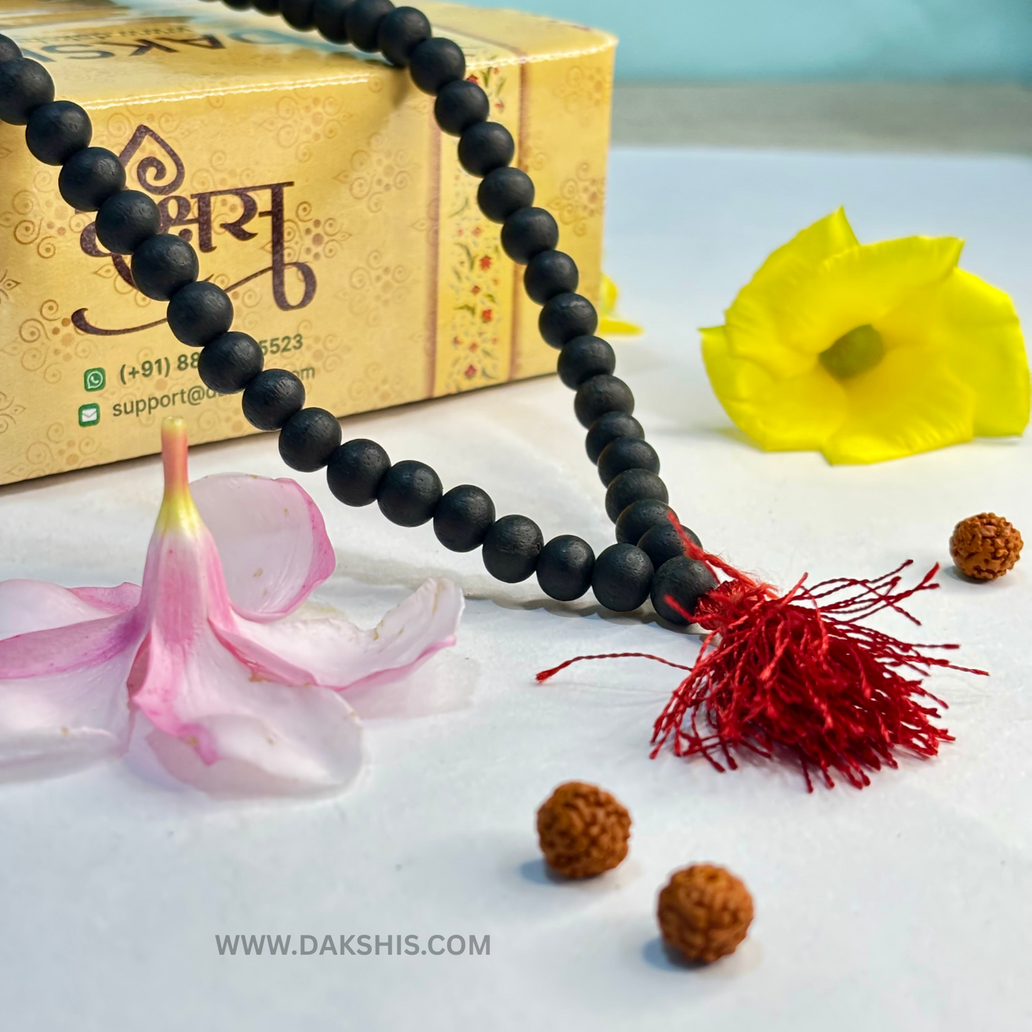 Original Karungali Malai 108 Beads Ebony Wood - Certified ( Free Murugan Locket )