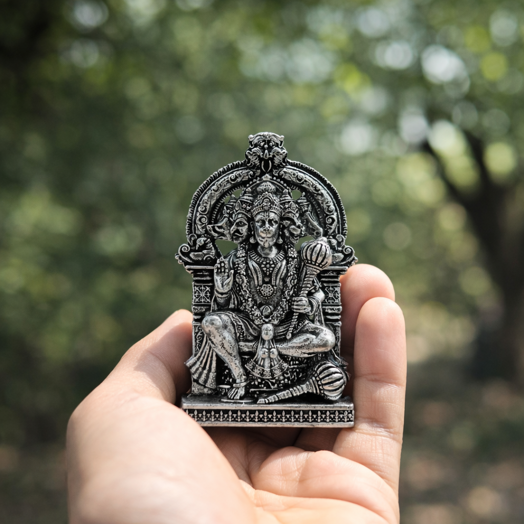 Divine Panchmukhi Bajrangbali Murti - Silver Plated