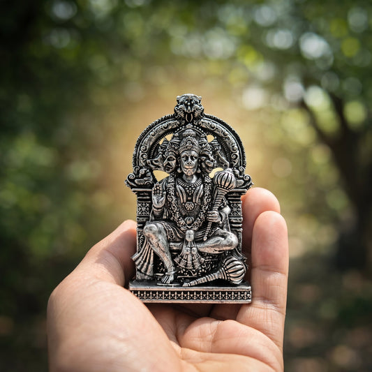 Divine Panchmukhi Bajrangbali Murti - Silver Plated