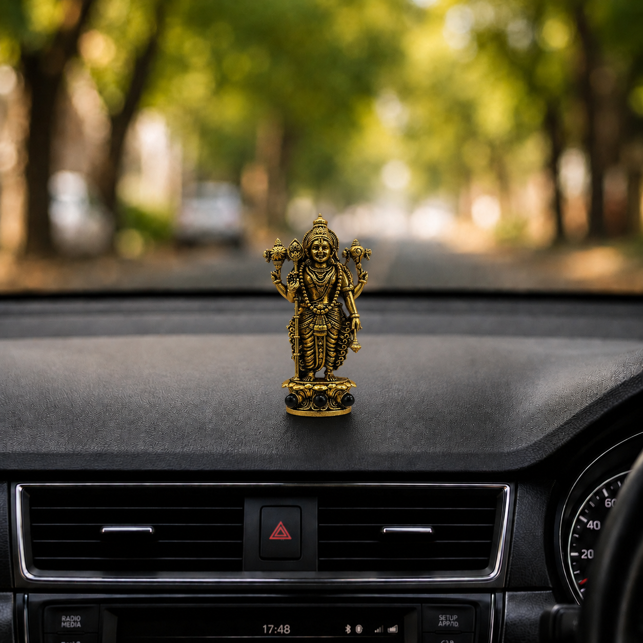 Divine Murugan With Karungali Beads Murti - Gold Plated