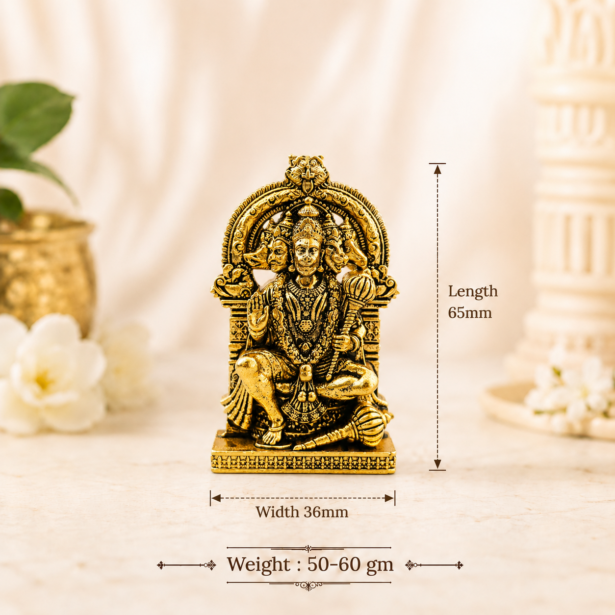 Divine Panchmukhi Bajrangbali Murti - Gold Plated