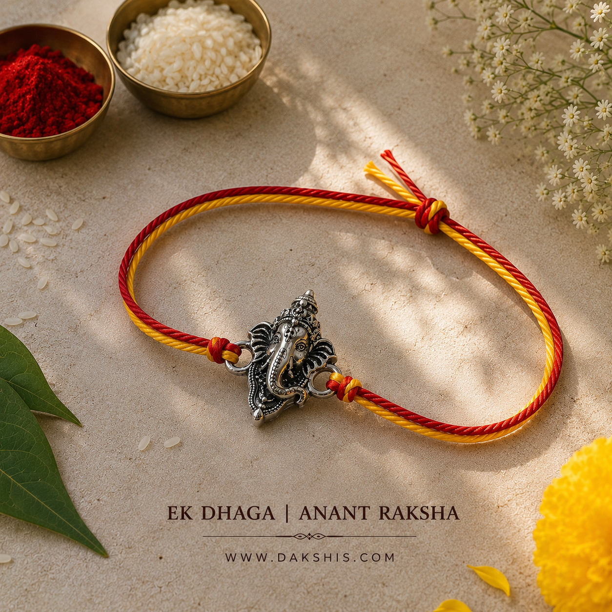 Vighnaharta Ganesha Rakhi - Silver Plated