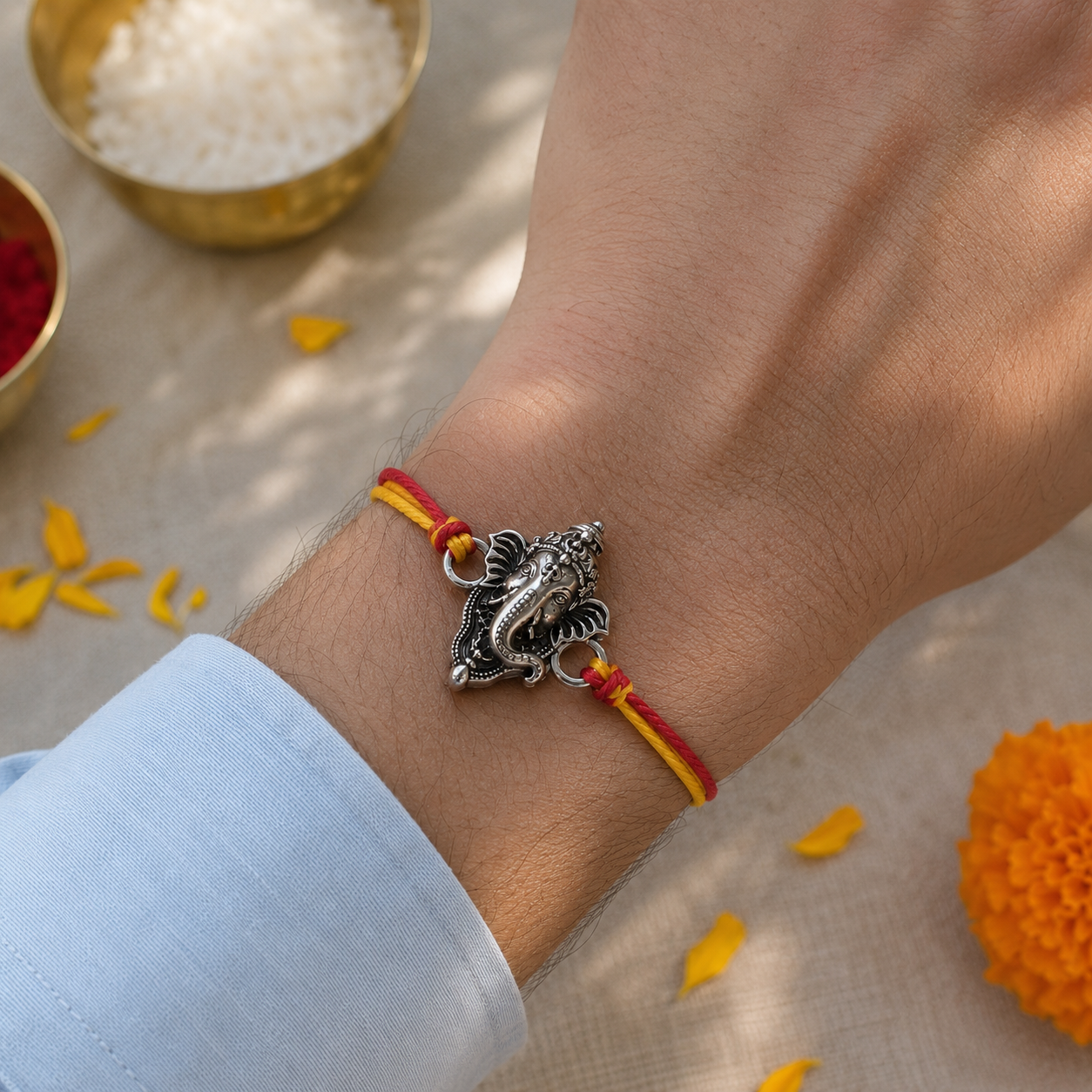 Vighnaharta Ganesha Rakhi - Silver Plated