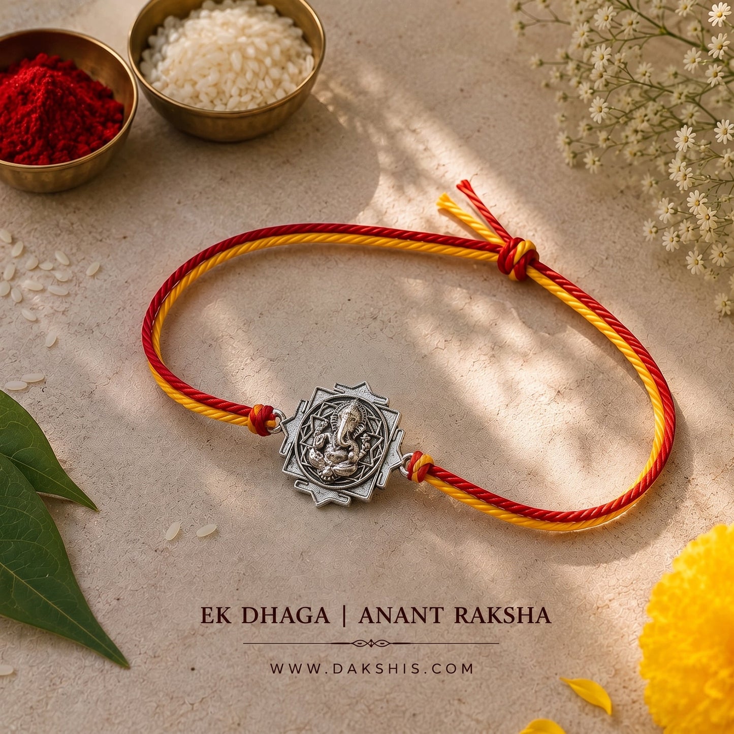 Ganpati Bappa Rakhi - Silver Plated