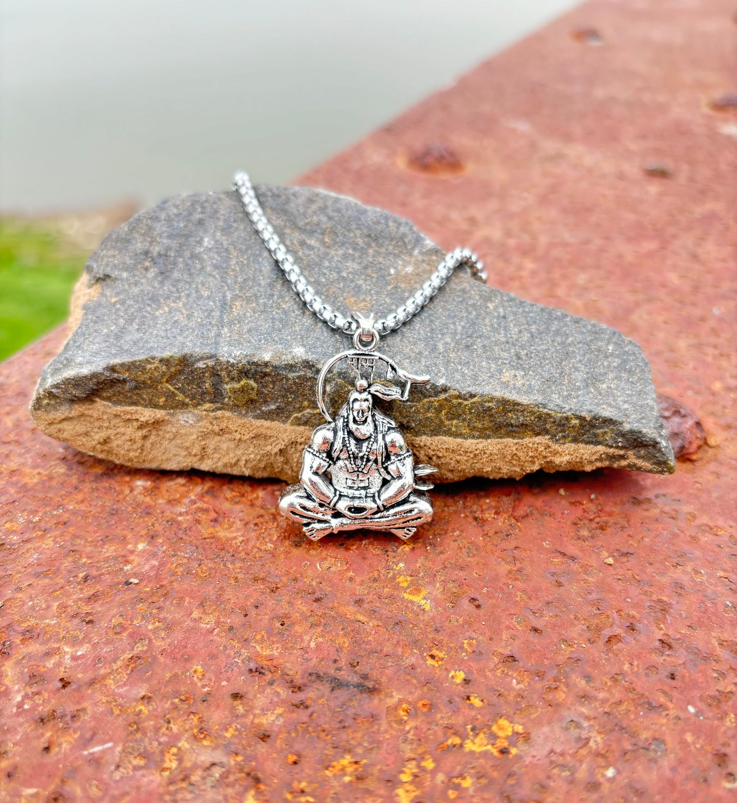 100% Silver Plated Hanuman Locket With Chain