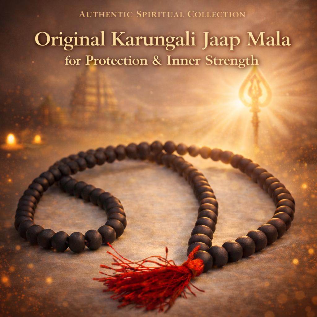 Original Karungali Malai 108 Beads Ebony Wood - Certified ( Free Murugan Locket )