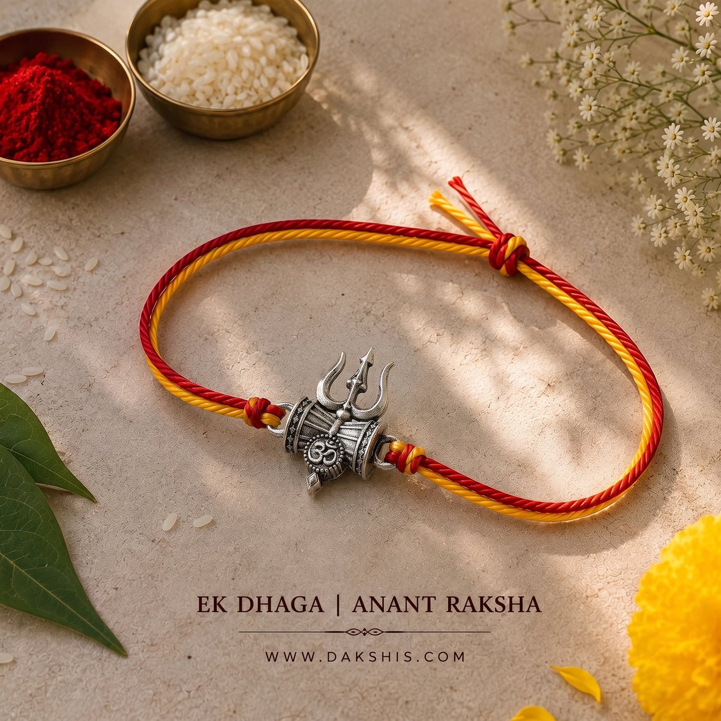 Mahadev Trishool Rakhi - Silver Plated