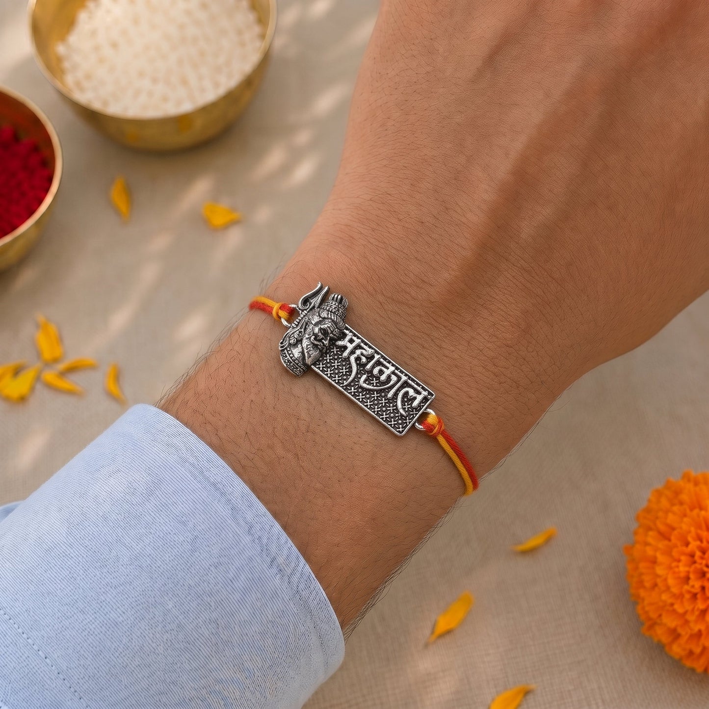 Mahakal Raksha Rakhi - Silver Plated