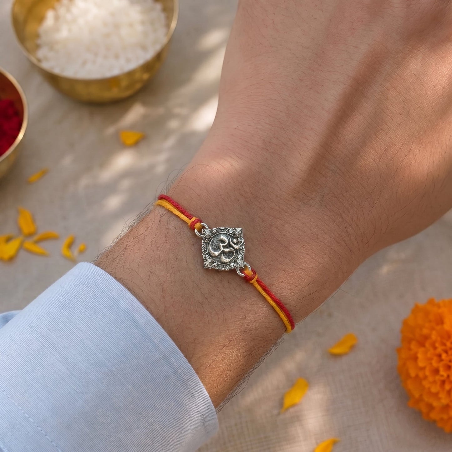 OM Silver Plated Rakhi