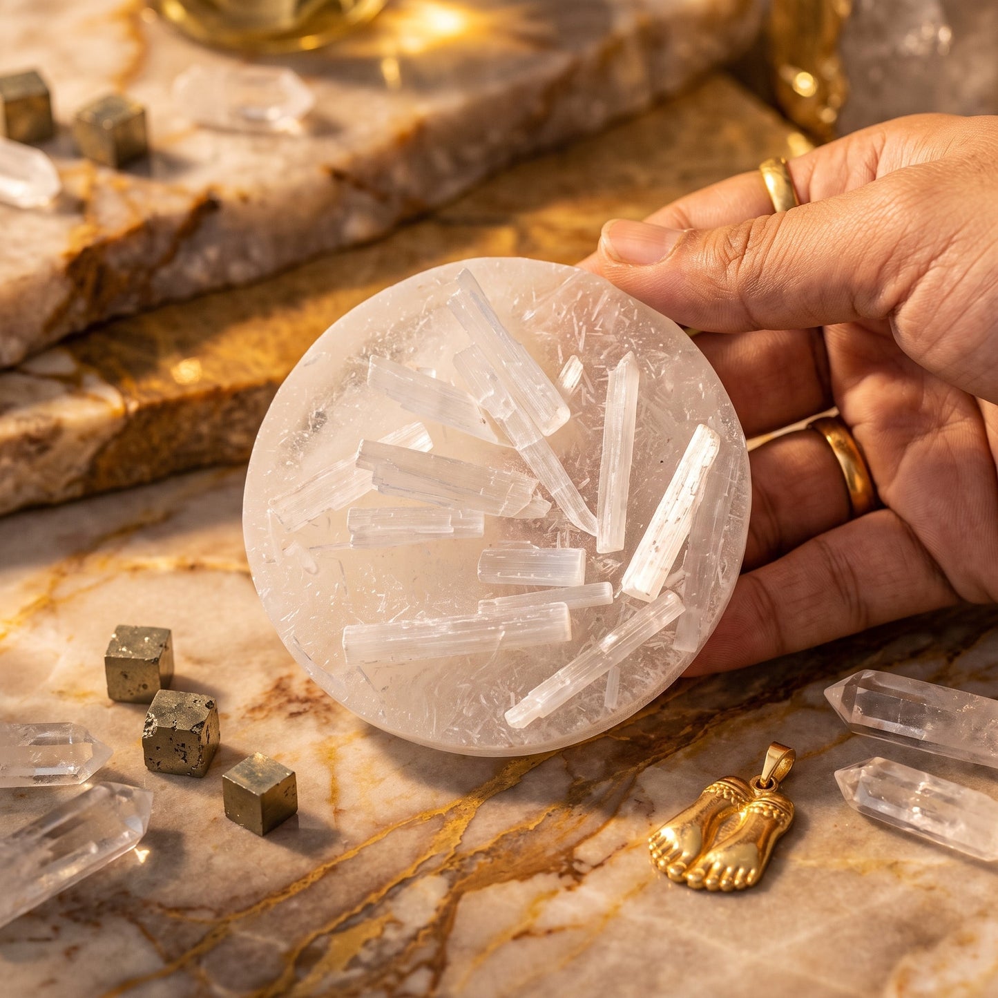 Raw Selenite Plate – Crystal Charging & Energy Cleansing Plate