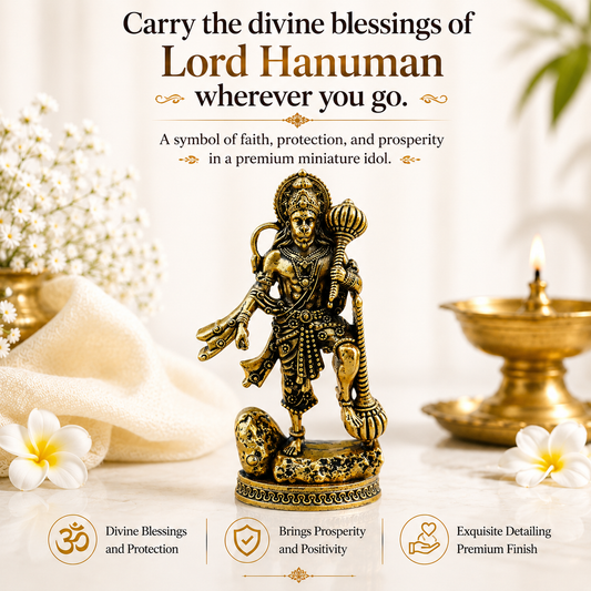 Raksha Kavach Hanuman Murti - Gold Plated