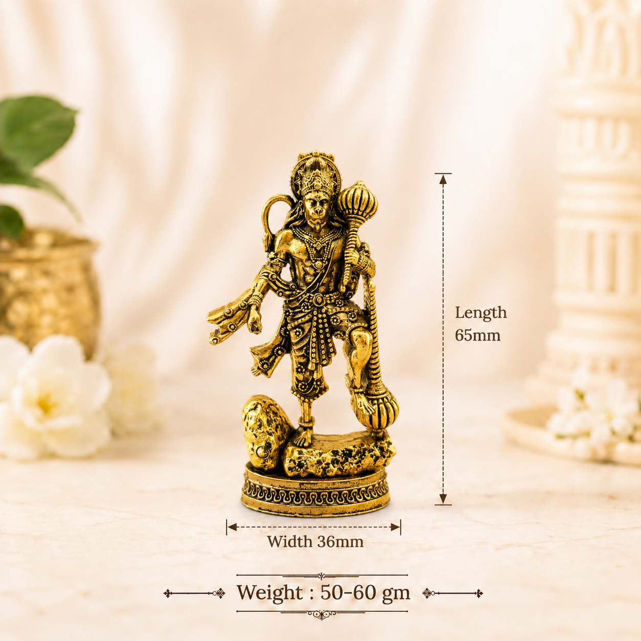 Raksha Kavach Hanuman Murti - Gold Plated