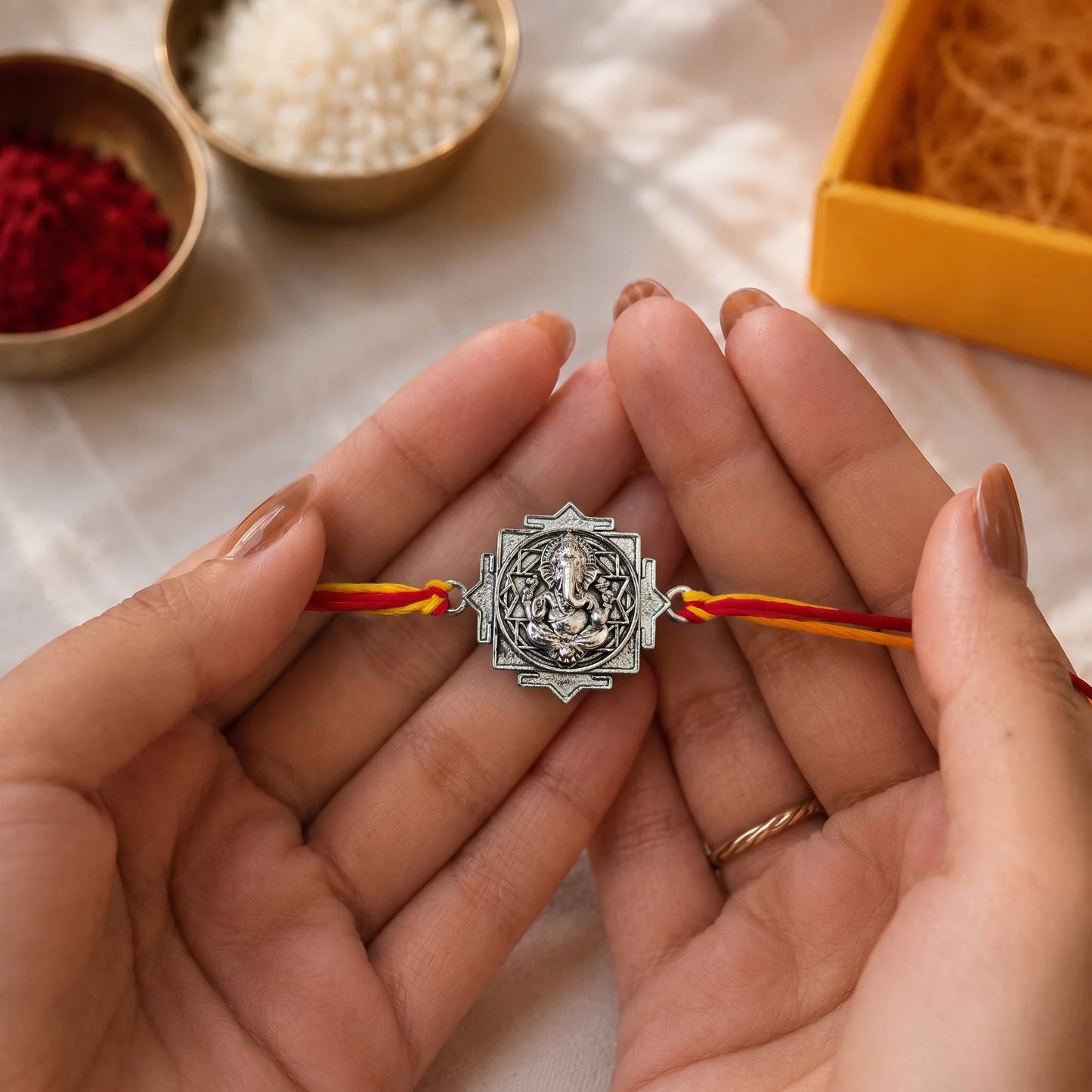 Ganpati Bappa Rakhi - Silver Plated