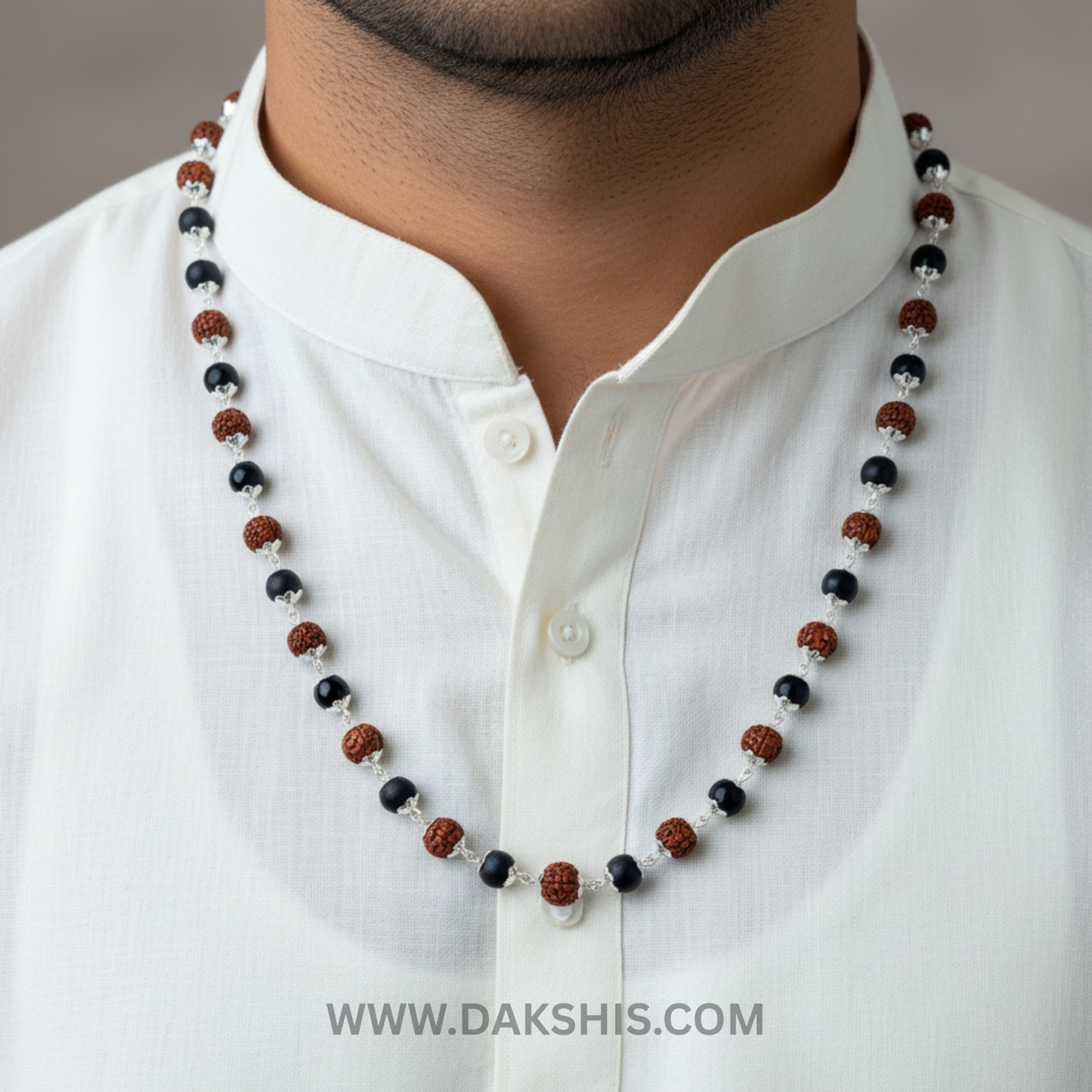 Silver Plated Rudraksha Karungali Mala (ADD)
